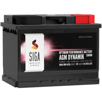 Preview: SIGA AGM Dynamik Autobatterie 60Ah 12V