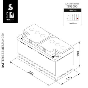 Preview: SIGA AGM Dynamik Autobatterie 95Ah 12V