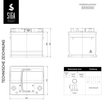 Preview: SIGA EFB Autobatterie 50Ah 12V