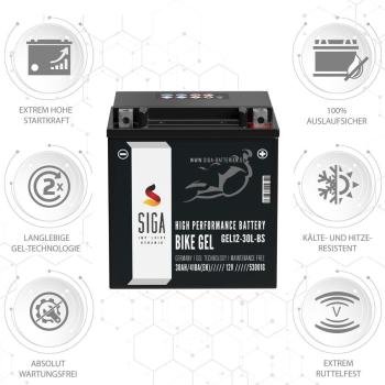 Preview: SIGA Bike GEL Motorradbatterie 30Ah 12V