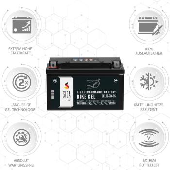 Preview: SIGA Bike Gel Motorrad Batterie 7Ah 12V