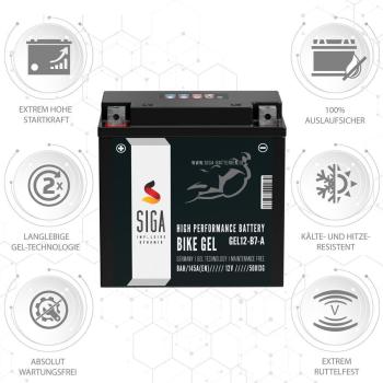Preview: SIGA Bike Gel Motorrad Batterie 8Ah 12V