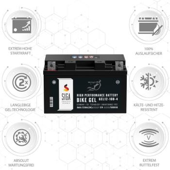 Preview: SIGA Bike Gel Motorrad Batterie YTZ10-S 9Ah 12V