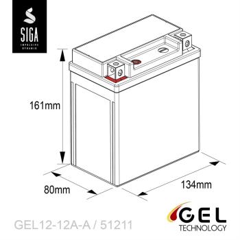 Batteria per moto SIGA Bike Gel YB12A-A 12Ah 12V