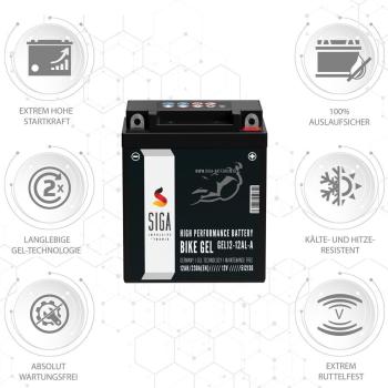 Preview: Batterie moto gel SIGA Bike YB12AL-A2 12 Ah 12 V