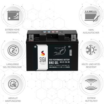Preview: SIGA Bike Gel YTX12A-BS 12Ah 12V