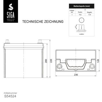 Preview: Batteria per auto SIGA Performance Asia PPL 45Ah 12V