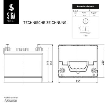 Preview: SIGA Performance Asia Autobatterie PPR 60Ah 12V