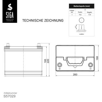 Preview: SIGA Performance Asia Autobatterie PPR 70Ah 12V