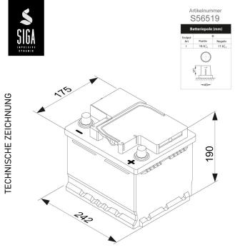Preview: SIGA Performance Car Battery 65Ah 12V