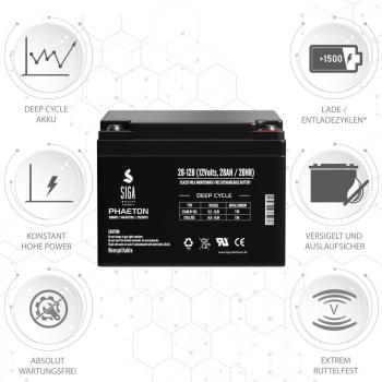Batteria SIGA Phaeton AGM 28Ah 12V per alimentazione di emergenza
