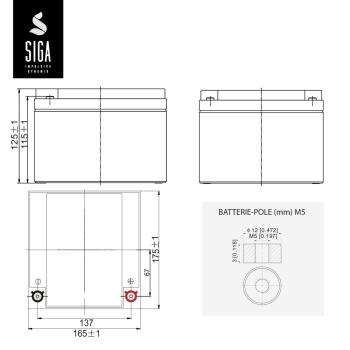Batteria SIGA Phaeton AGM 28Ah 12V per alimentazione di emergenza