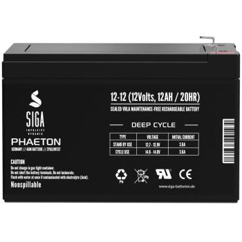 Preview: SIGA Phaeton AGM Deep Cycle Akku 12Ah 12V