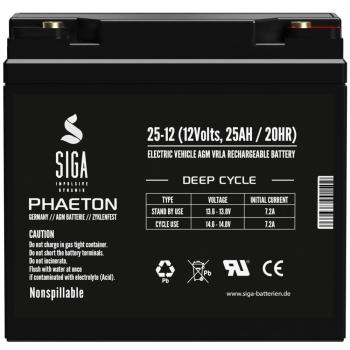 Preview: SIGA Phaeton AGM Deep Cycle Battery 25Ah 12V