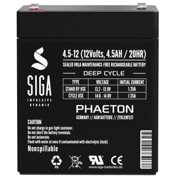 SIGA Phaeton AGM Deep Cycle Battery 4.5Ah 12V