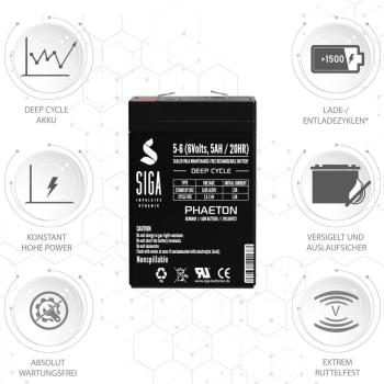 Batteria SIGA Phaeton AGM Deep Cycle 5Ah 6V