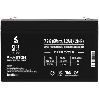 SIGA Phaeton AGM Deep Cycle Battery 7.2Ah 6V