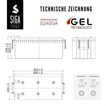 Preview: SIGA Solar Optigel Batterie 240Ah 12V