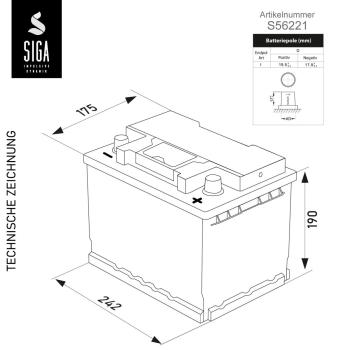 Preview: SIGA US Performance Autobatterie 62Ah 12V
