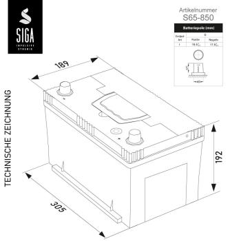 Preview: SIGA US Performance Autobatterie 90Ah 12V