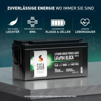 Preview: SIGA Lithium Batterie LiFePO4 100Ah 25,6V
