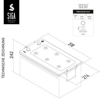 Preview: SIGA Solarbatterie 230Ah 12V