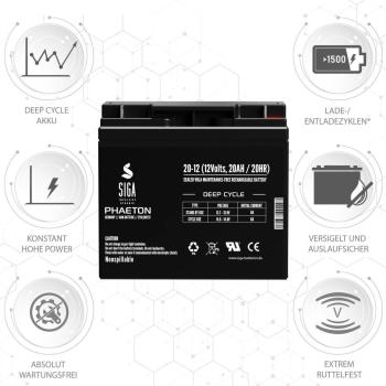 Preview: SIGA Phaeton AGM Deep Cycle Akku 20Ah 12V