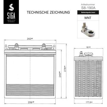 Preview: SIGA TRAKTION Antriebsbatterie 190Ah 8V