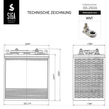 Preview: SIGA TRAKTION Antriebsbatterie 260Ah 6V
