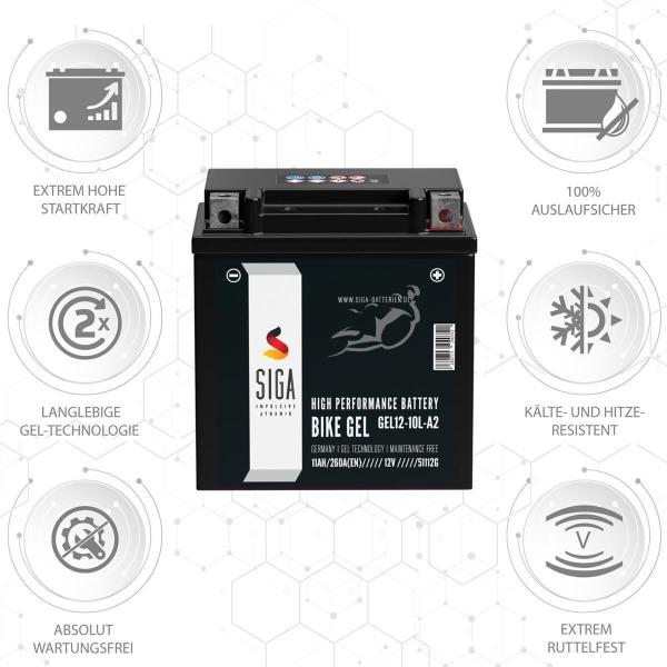 Batterie moto gel SIGA Bike YB10L-A2 11 Ah 12 V
