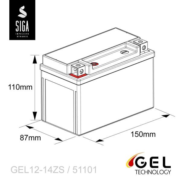SIGA Bike Gel Motorrad Batterie YTZ14-S 12Ah 12V