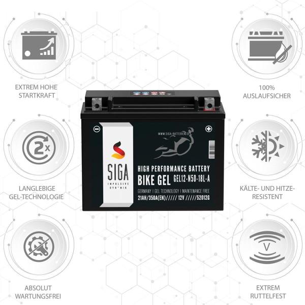 Batteria per moto SIGA Bike Gel Y50-N18L-A 21Ah 12V