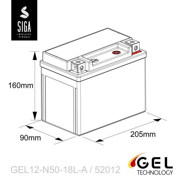Batteria per moto SIGA Bike Gel Y50-N18L-A 21Ah 12V