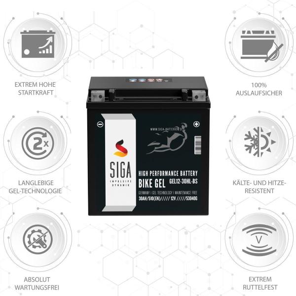 Batteria per moto SIGA Bike Gel YIX30L-BS 30Ah 12V