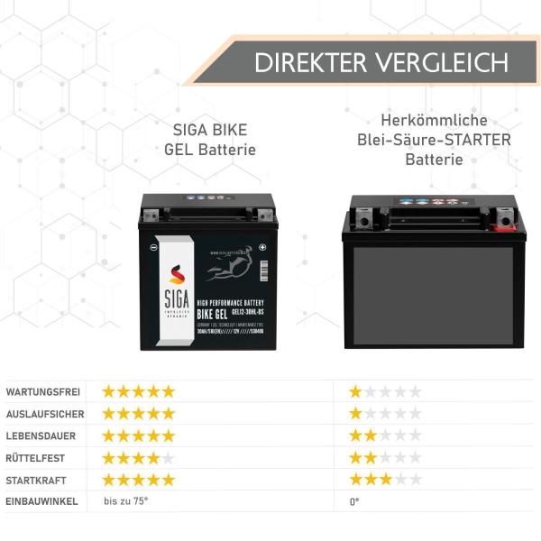 Batteria per moto SIGA Bike Gel YIX30L-BS 30Ah 12V