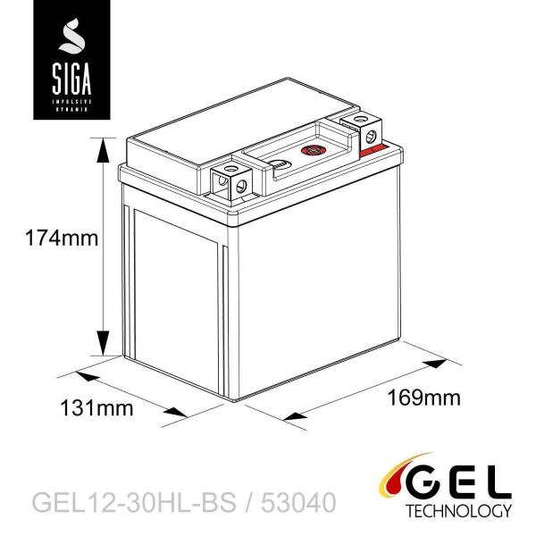 Batteria per moto SIGA Bike Gel YIX30L-BS 30Ah 12V