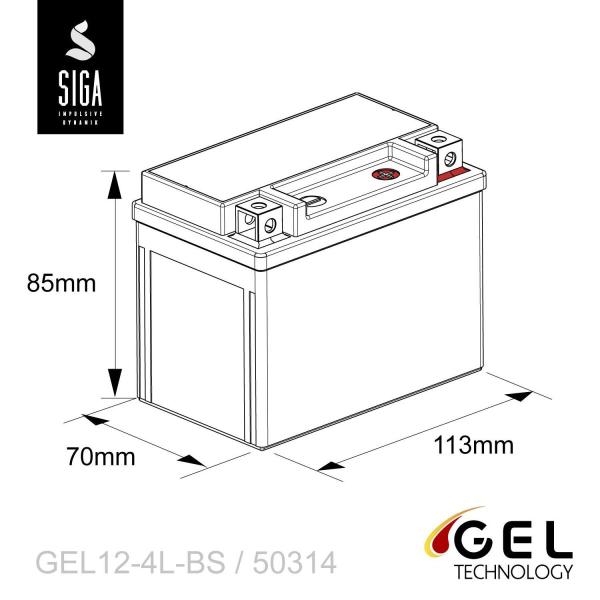 SIGA Bike Gel Motorradbatterie YTX4L-BS 4Ah 12V