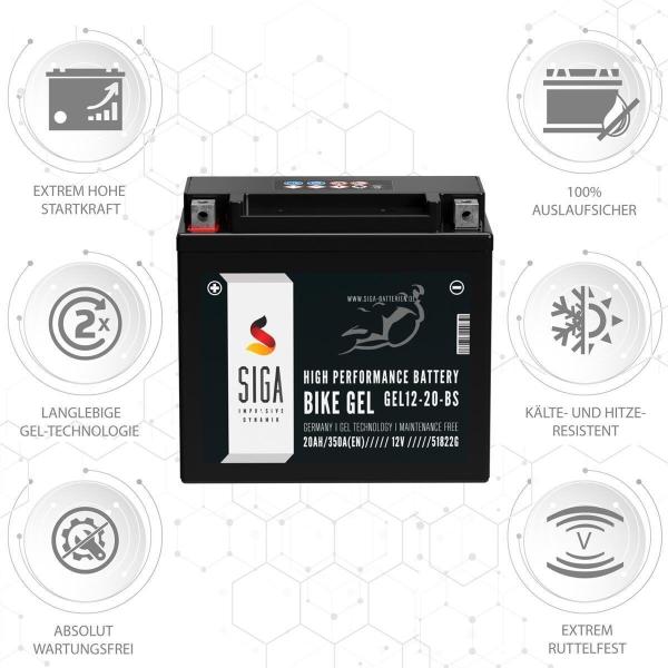 SIGA YTX20-BS GEL Motorrad Batterie 20Ah 12V 350AEN
