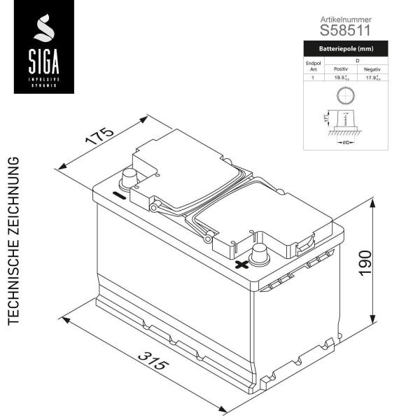 SIGA OPTILIFE Autobatterie 85Ah 12V