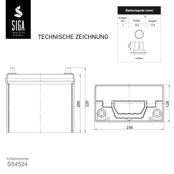 SIGA Performance Asia Autobatterie PPL 45Ah 12V