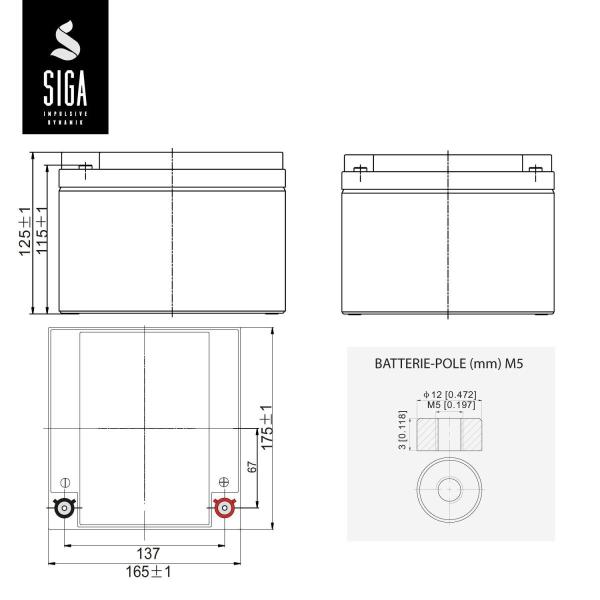 Batteria SIGA Phaeton AGM 28Ah 12V per alimentazione di emergenza