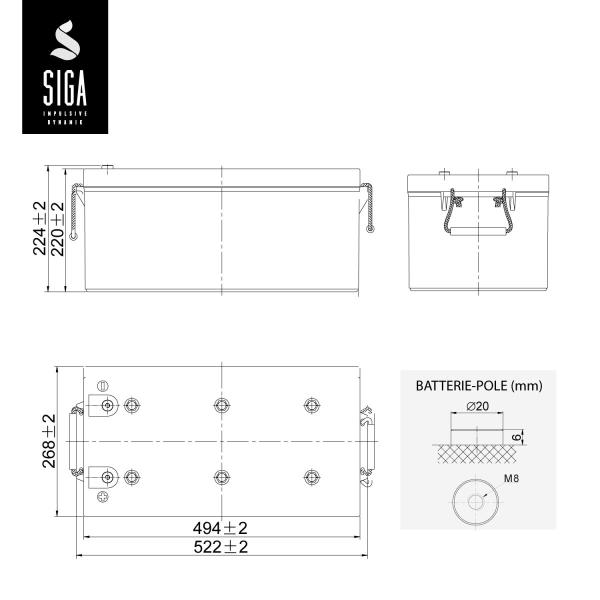 SIGA Phaeton AGM Deep Cycle Akku Batterie 260AH 12V
