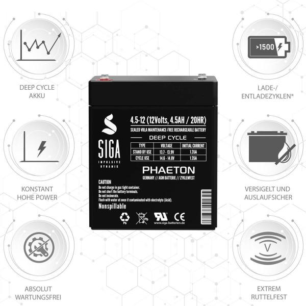 SIGA Phaeton AGM Deep Cycle Battery 4.5Ah 12V