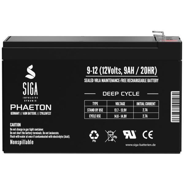 SIGA Phaeton AGM Deep Cycle Battery 9Ah 12V