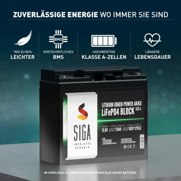 SIGA Lithium Batterie 25Ah 12,8V LiFePO4