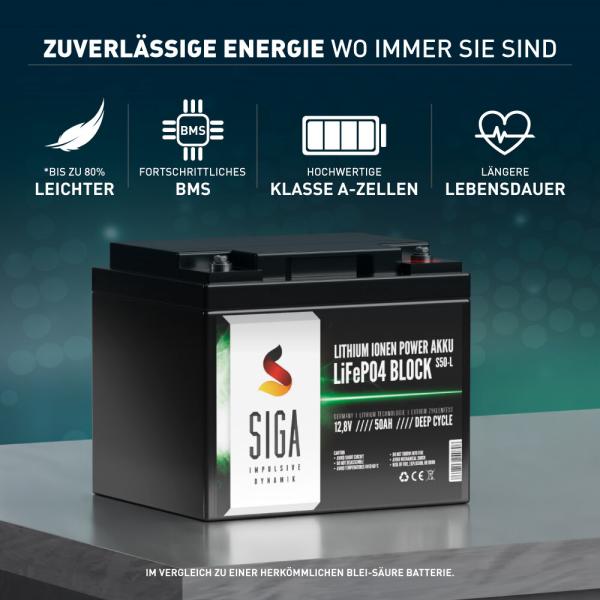 SIGA Lithium Batterie 50Ah 12,8V LiFePO4