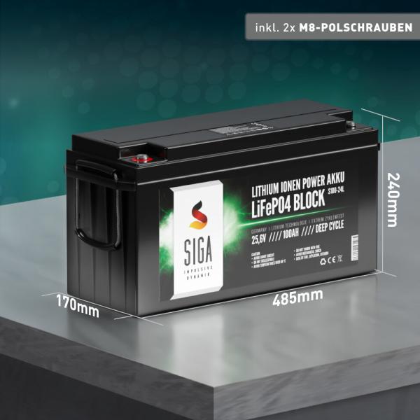 SIGA Lithium Batterie LiFePO4 100Ah 25,6V