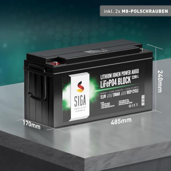SIGA Lithium Batterie LiFePO4 200Ah 12,8V