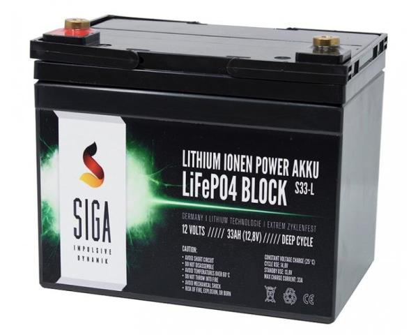 SIGA Lithium Battery LiFePO4 33Ah 12.8V