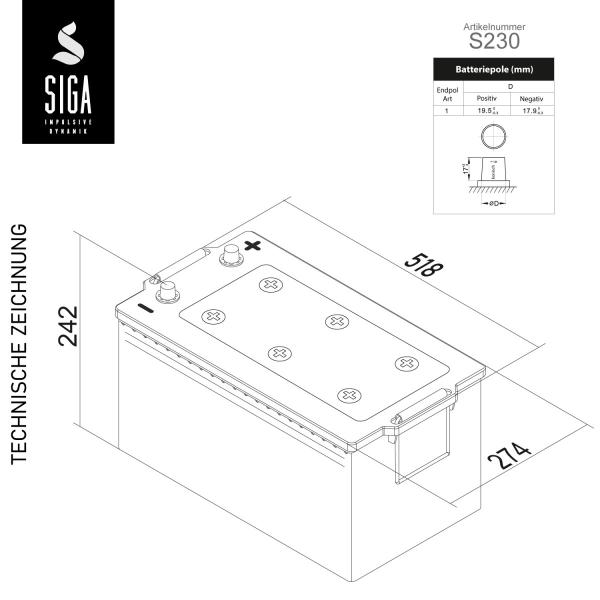SIGA Solarbatterie 230Ah 12V